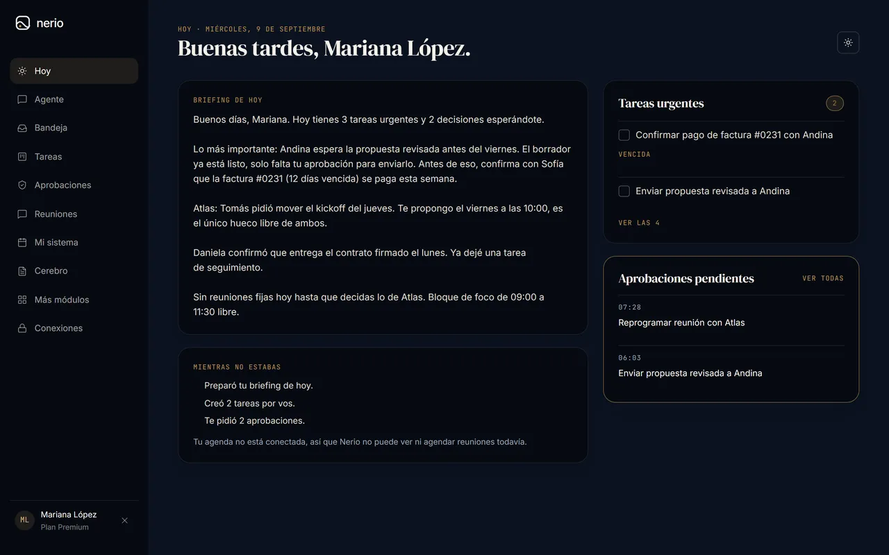 Pantalla Hoy de Nerio OS